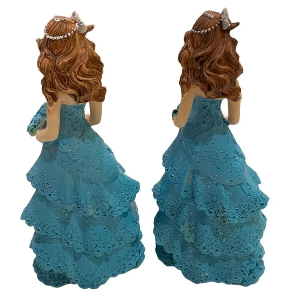 Mis Quince Anos Sweet 16 Birthday Cake Topper Girl Figurine Turquoise Bl…